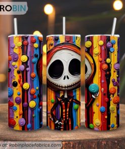 Cute Jack Skellington 3D Puff 3D Printed Skinny Tumbler, The Nightmare Before Christmas Tumbler Cute Jack Skellington 3D Puff 3D Printed Skinny Tumbler, The Nightmare Before Christmas Tumbler