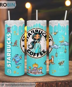 Cute Jasmine Princess Starbucks Coffee 3D Printed Skinny Tumbler, Disney Aladdin Tumbler