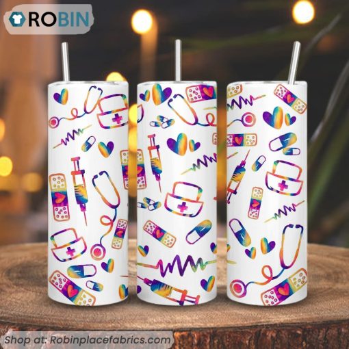 Cute Nurse Love 3D Printed Skinny Tumbler, Healthcare And Medicine Tumblers