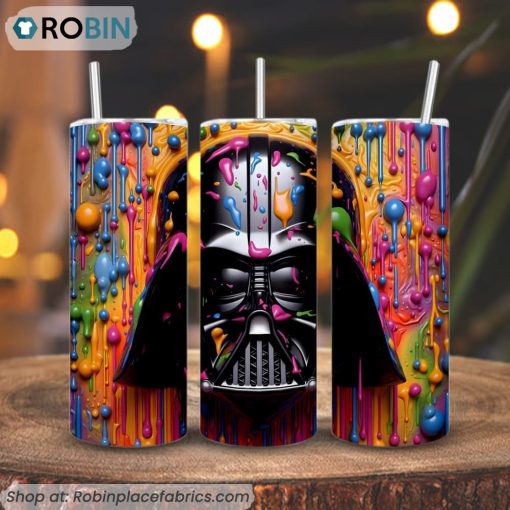 Darth Vader Helmet Colorful 3D 3D Printed Skinny Tumbler, Star Wars Tumbler