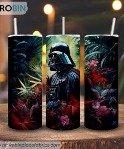 Darth Vader In Flower Garden 3D Printed Skinny Tumbler, Beautiful Star Wars Tumbler