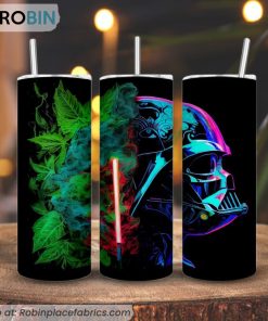 Darth Vader Lightsaber Weed Colorful 3D Printed Skinny Tumbler, Funny Star Wars Cannabis Tumbler