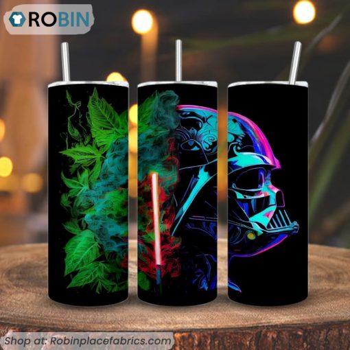 Darth Vader Lightsaber Weed Colorful 3D Printed Skinny Tumbler, Funny Star Wars Cannabis Tumbler