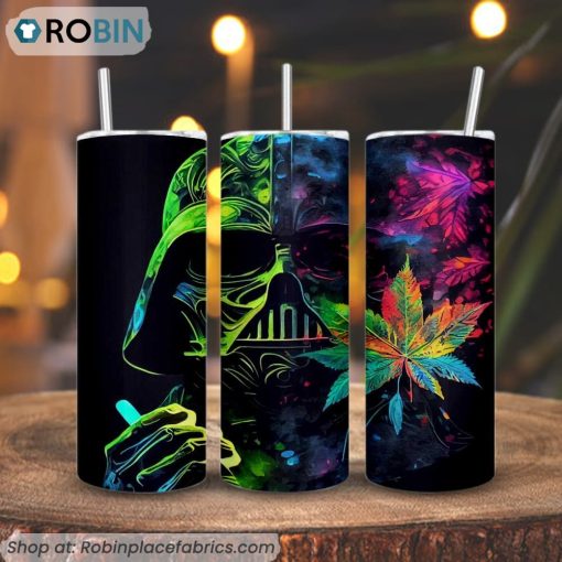 Darth Vader Marijuana Watercolor 3D Printed Skinny Tumbler, Star Wars Weed Tumbler
