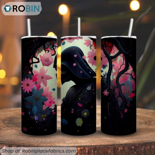 Darth Vader Traditional Japanese Flower 3D Printed Skinny Tumbler, Star Wars Japan Tumbler