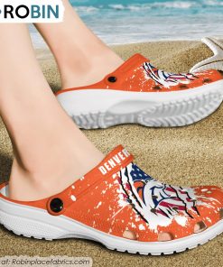 Denver Broncos American Flag Pattern Printed Crocs Shoes, Broncos Footwear Denver Broncos American Flag Pattern Printed Crocs Shoes, Broncos Footwear