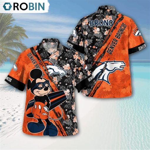 Denver Broncos Mickey Mouse Floral Short Sleeve Hawaii Shirt, Broncos Gifts