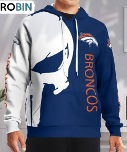 Denver Broncos Punisher Skull Hoodie and Zip Hoodie, Denver Broncos Gifts for Fans