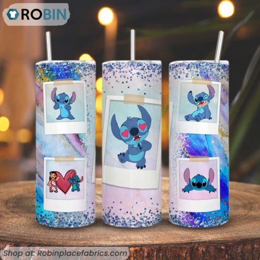 Disney Stitch Photo Frame 3D Printed Skinny Tumbler, Cute Lilo And Stitch Tumblers