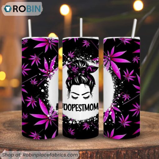 Dopest Mom 3D Printed Skinny Tumbler, Marijuana Weed Mama Tumbler