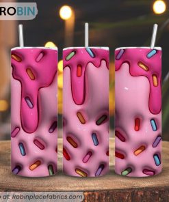 Dripping Ice Cream 3D Puff 3D Printed Skinny Tumbler, Delicious Food Tumbler
