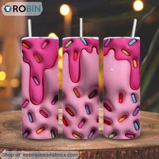 Dripping Ice Cream 3D Puff 3D Printed Skinny Tumbler, Delicious Food Tumbler