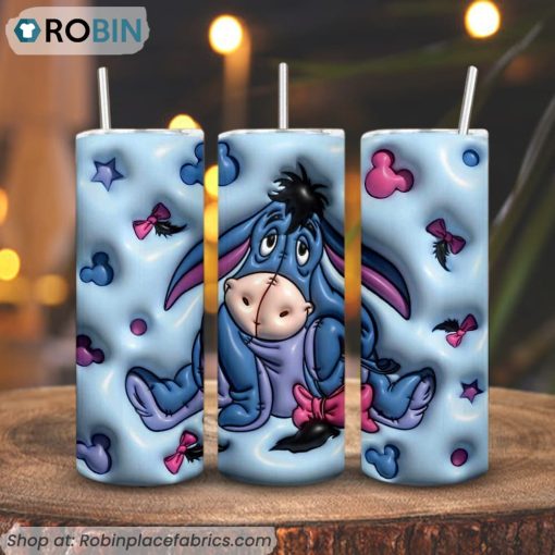 Eeyore 3D Inflated 3D Printed Skinny Tumbler, Winnie The Pooh Donkey Tumbler