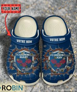 FC Grenoble Rugby Break Cracked Hole Design Crocs Shoes