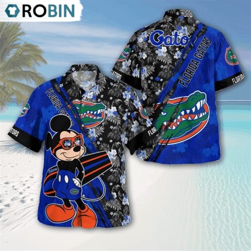 Florida Gators Mickey Mouse Floral Short Sleeve Hawaii Shirt, Florida Gators Merch