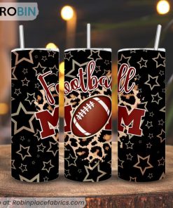 Football Mom Leopard Print 3D Printed Skinny Tumbler, Funny Football Mama Tumbler