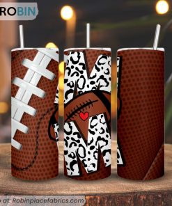 Football Mom Leopard 3D Printed Skinny Tumbler, Football Mama Tumbler
