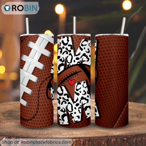 Football Mom Leopard 3D Printed Skinny Tumbler, Football Mama Tumbler