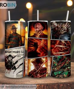 Freddy Krueger 3D Printed Skinny Tumbler, Elm Street Film Tumbler