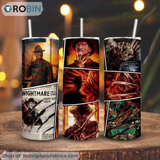 Freddy Krueger 3D Printed Skinny Tumbler, Elm Street Film Tumbler