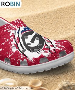 Georgia Bulldogs American Flag Pattern Printed Crocs Shoes, Bulldogs Footwear