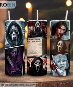 Ghostface 3D Printed Skinny Tumbler, Scream Horror Movie Tumbler