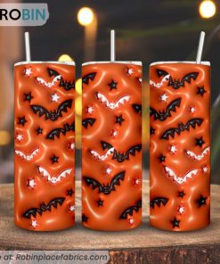 Halloween Bat 3D Inflated 3D Printed Skinny Tumbler, Spooky Season 3D Tumbler