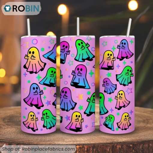 Halloween Boo Ghost With Fuck Hand Tumbler