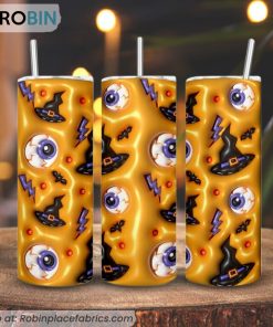 Halloween Eyeballs 3D Inflated 3D Printed Skinny Tumbler, Funny Halloween Tumbler