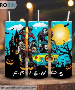 Halloween Friends On Van 3D Printed Skinny Tumbler, Horror Tumbler