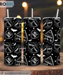 Halloween Heart 3D Printed Skinny Tumbler, Witch Please Tumbler