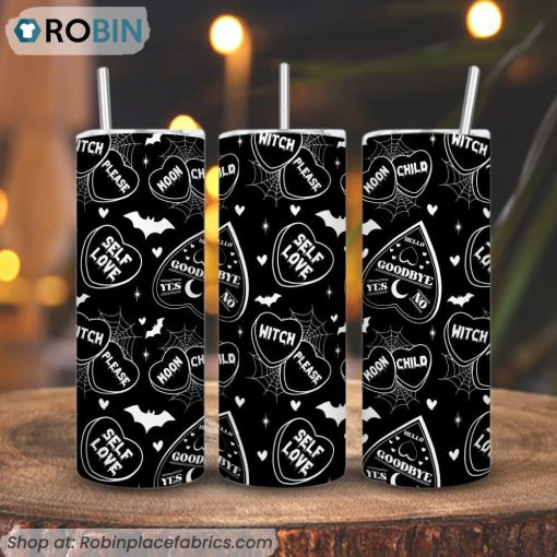 Halloween Heart 3D Printed Skinny Tumbler, Witch Please Tumbler