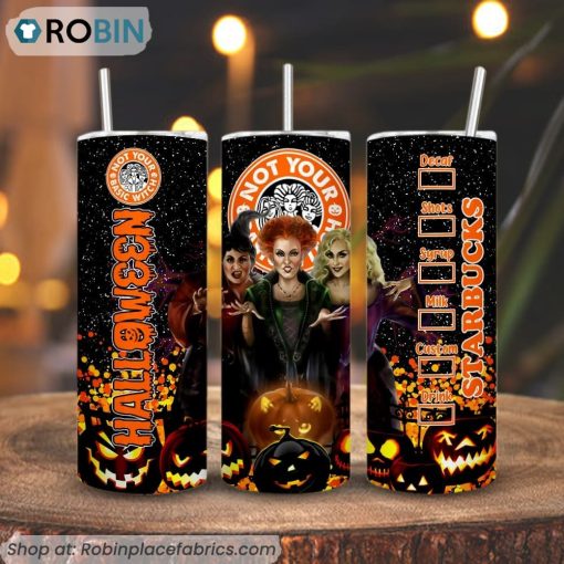 Hocus Pocus Starbucks 3D Printed Skinny Tumbler, Sanderson Sisters Halloween Tumbler