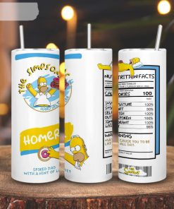 Homer Simpson Nutrition Facts 3D Printed Skinny Tumbler, The Simpson Family Dad Straight And Tapered Tumbler