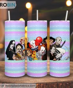 Horror Friends 3D Printed Skinny Tumbler, Halloween Tumbler