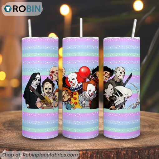 Horror Friends 3D Printed Skinny Tumbler, Halloween Tumbler