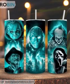 Horror Movies 3D Printed Skinny Tumbler, Halloween Tumblers