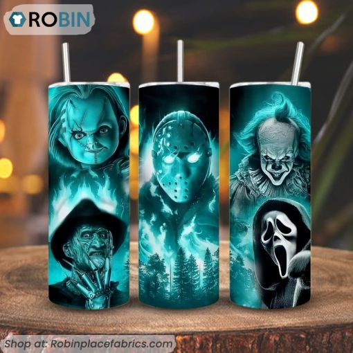 Horror Movies 3D Printed Skinny Tumbler, Halloween Tumblers