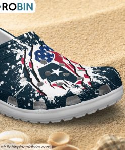 Houston Texans American Flag Pattern Printed Crocs Shoes, Texans Shoes