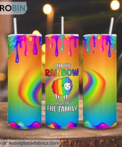 I Am The Rainbow Sheep Of The Family 3D Printed Skinny Tumbler, Funny LGBT Tumbler