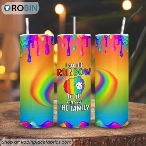 I Am The Rainbow Sheep Of The Family 3D Printed Skinny Tumbler, Funny LGBT Tumbler