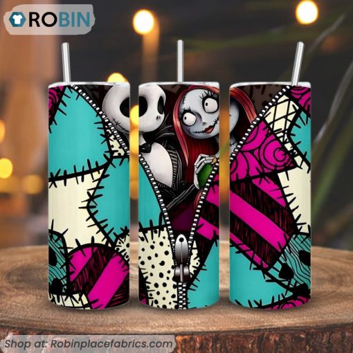 Jack And Sally 3D Printed Skinny Tumbler, Nightmare Before Christmas Tumbler