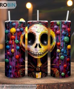 Jack Skellington 3D Colorful 3D Printed Skinny Tumbler, Nightmare Before Christmas Tumbler