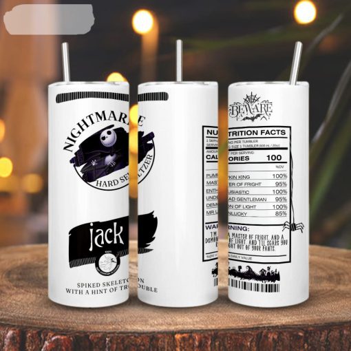 Jack Skellington Hard Seltzer Nutrition Facts 3D Printed Skinny Tumbler, The Nightmare Before Christmas Tumbler