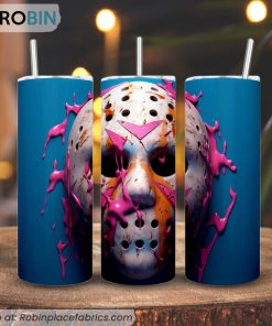 Jason Mask 3D Colorful 3D Printed Skinny Tumbler, Halloween Tumbler