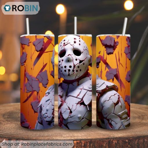 Jason Voorhees 3D 3D Printed Skinny Tumbler, Friday The 13th Halloween Horror Movie Tumbler