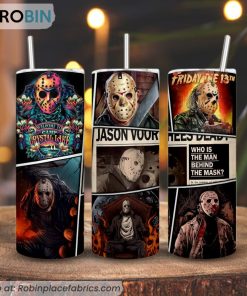 Jason Voorhees 3D Printed Skinny Tumbler, Friday The 13th Tumbler