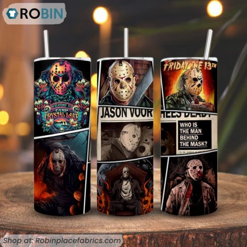 Jason Voorhees 3D Printed Skinny Tumbler, Friday The 13th Tumbler