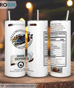 John Dutton Nutrition Facts 3D Printed Skinny Tumbler, Yellowstone Character Tumblers