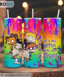Just A 90s Mama Raising Her Rugrats 3D Printed Skinny Tumbler, Cartoon Rugrats Tumbler